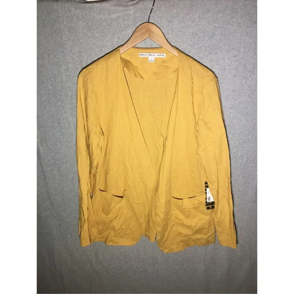 Womens NWT Hyfve Blazer Open Front Marigold Yellow Work Career Office Business - Picture 1 of 6
